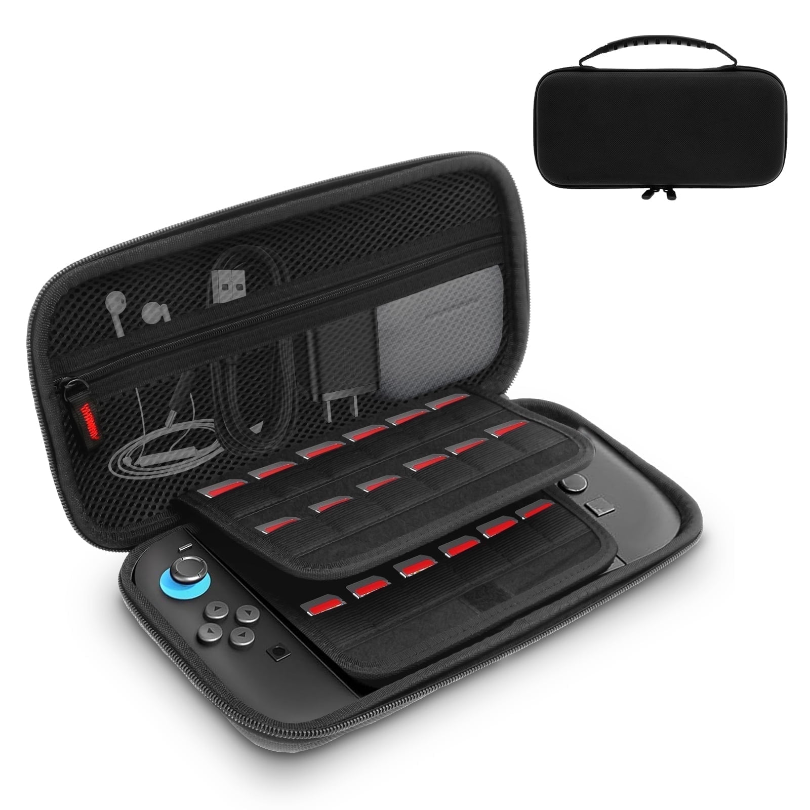 Wekvgz Hard Shell Case for Switch 2 with 24 Game Card Slots Protective Travel Carry Case for Switch 2 Console and Accessories Black