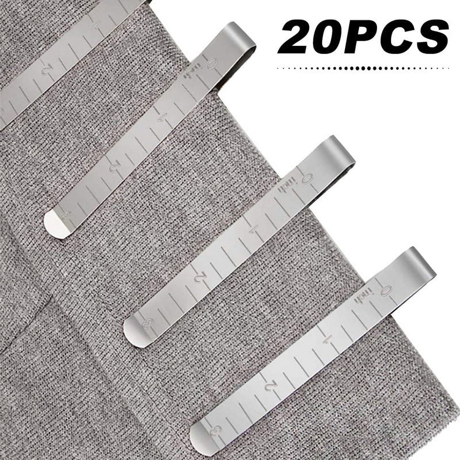 FUYGRCJ 20PCS Sewing Clips Stainless Steel Hemming Clips Measurement Ruler Quilting Supplies