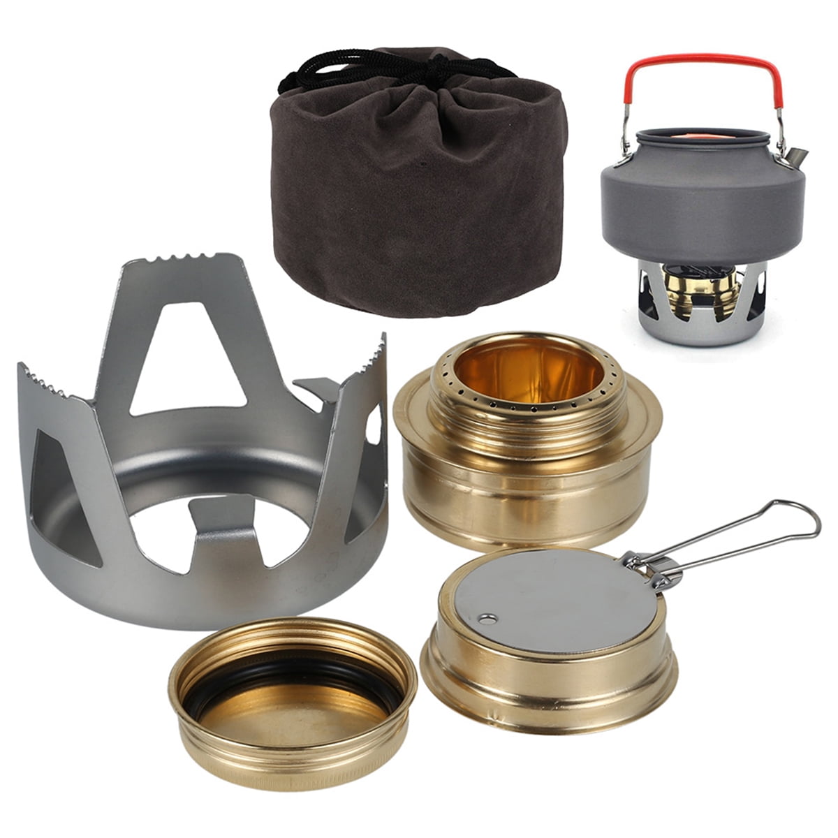 Tzdxfgl Portable Alcohol Stove Outdoor Picnic Stove Mini Alcohol Stove for Backpacking, Lightweight Brass Spirit Burner