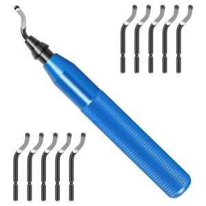 Txkrhwa Deburring Tool Kit, Edge Burr Remover, Edges Removing Hand Tool, Burr Removal Reamer Tool with 10 Extra Blades for Metal, PVC Plumbing Pipe, 3D Printing, Plastic, Copper, Resin Art
