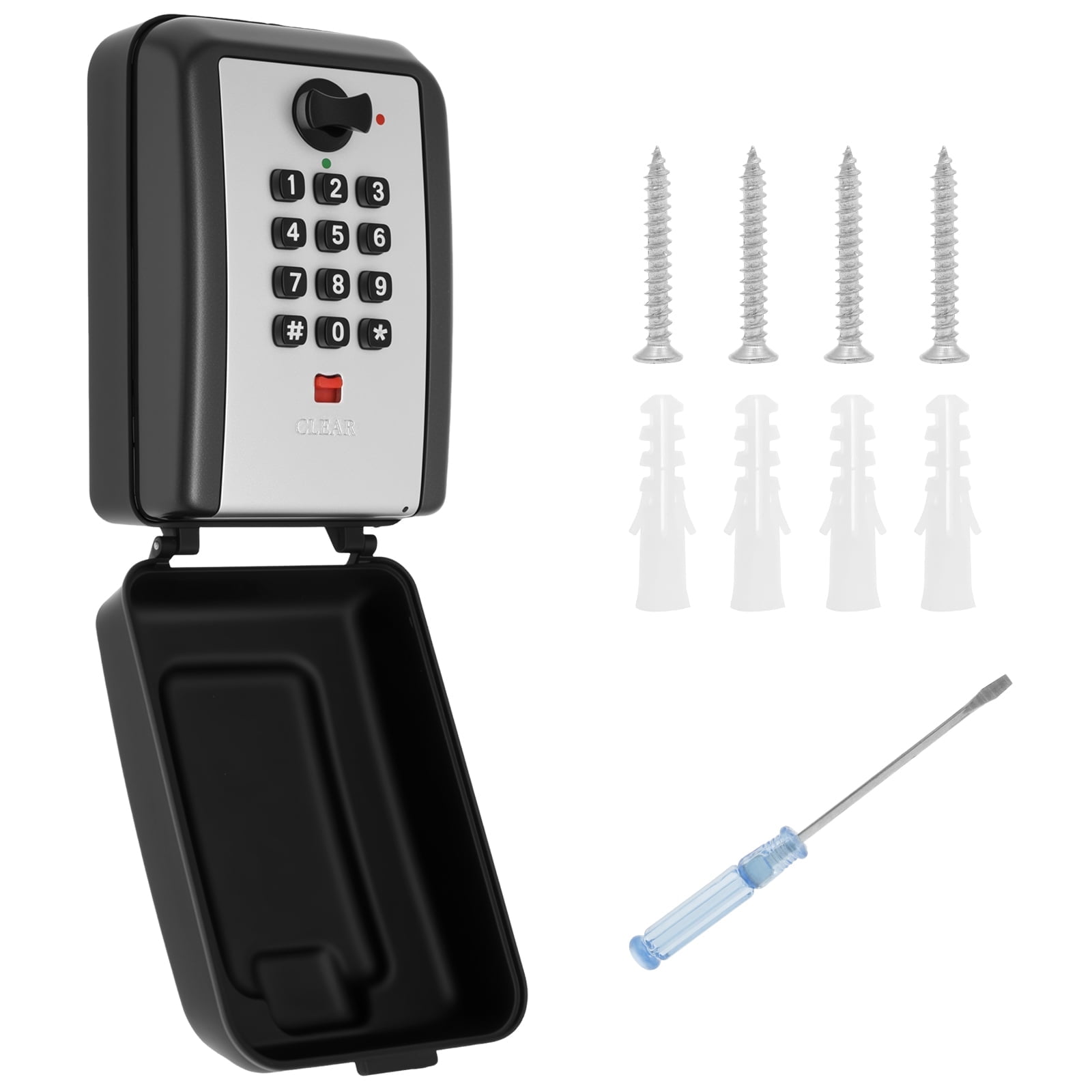 FUYGRCJ Sturdy Key Lock Box, Waterproof Outdoor Lockbox, 12-Digit Combination Lock Box with Code, Wall-Mounted & Hanging Key Hiders, Large Capacity Spare Keys Safe Storage Box for Home Office Garage