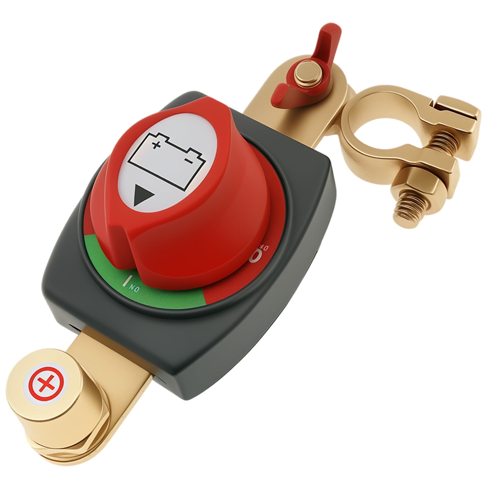 AEVXKHI Top Post Battery Disconnect Switch, Positive 12V 48V Waterproof Master Power Cut Off Isolator, Heavy Duty 12 Volt On/Off Battery Switch Brass Terminals for Cars, Trucks, RVs, Boats, ATV/UTV