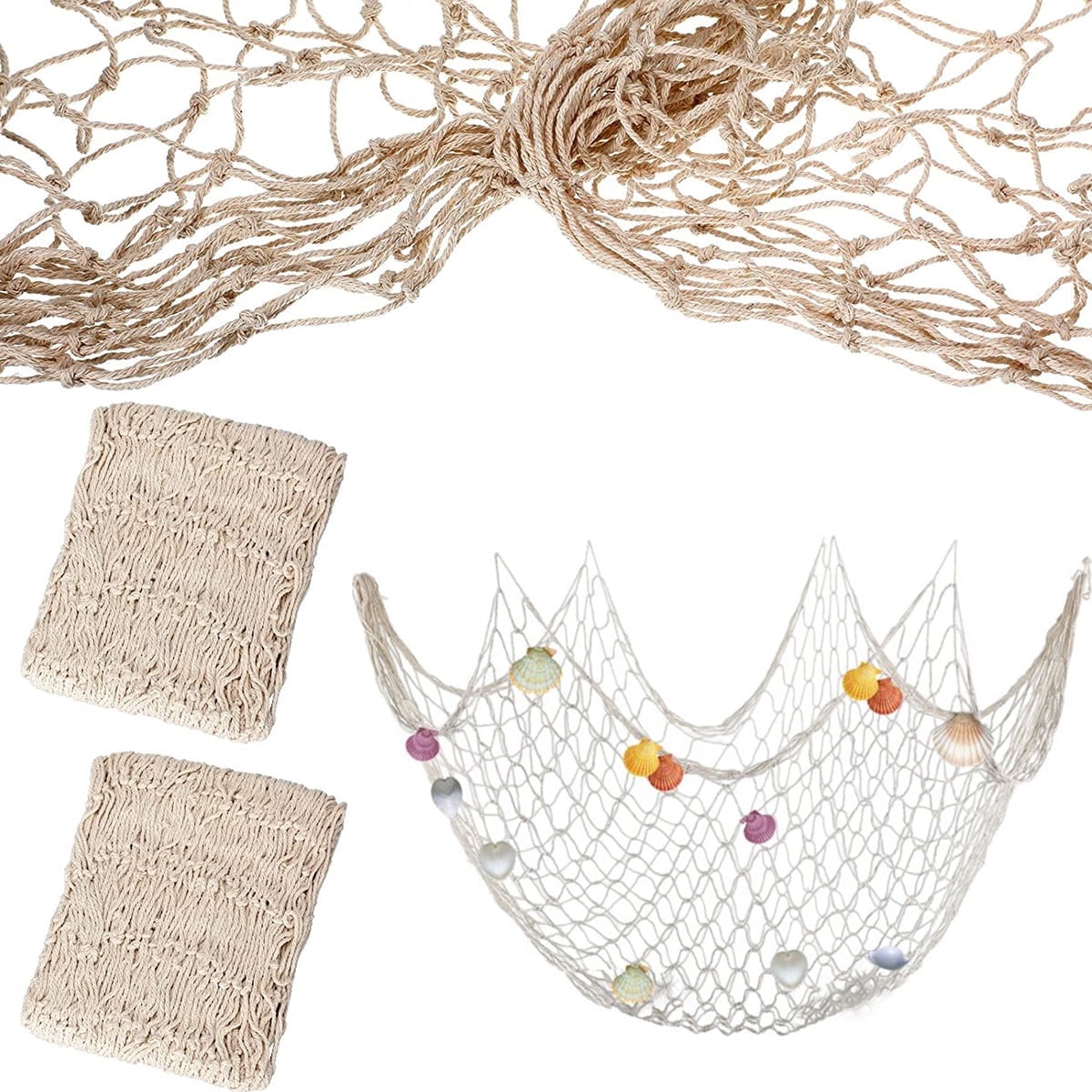 FUYGRCJ 2PCS Fish Net Decorations, 80 x 40 Inch, Ocean Themed Party Decor Beach, Nautical Wall Hanging Fishing Net for Coastal Bedroom, Bathroom, or Under The Sea Party Decorations