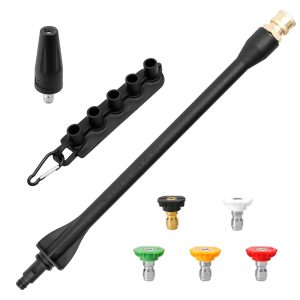 Txkrhwa Pressure Washer Spray Wand Kit, 16.73 Inch Power Washer Wand Replacement Accessories, with 5 Spray Nozzles Tips and 1 Tip Holder for Cleaning Driveways Cars Houses