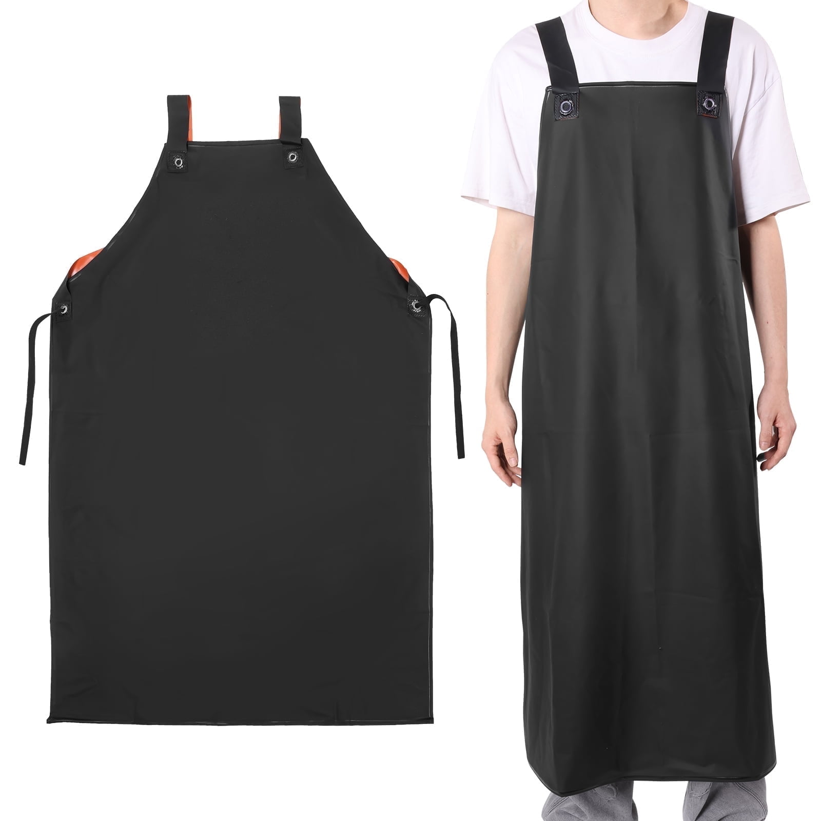 Txkrhwa 2PCS Waterproof Aprons, 43.3" Extra Long Industrial Work Aprons, Heavy Duty PVC Grilling Aprons with Adjustable Bib, Chemical Resistant Working Aprons for Cooking, Baking, Gardening, BBQ