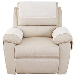 Dznils 3 Pieces Recliner Headrest Covers Sherpa Couch Sofa Slipcover Furniture Protector, Beige