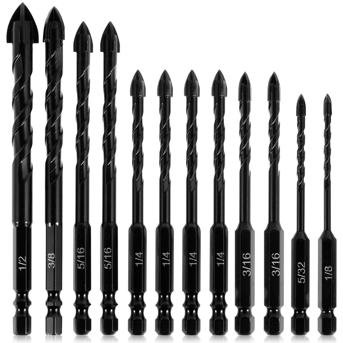 OKYMOTOR 12PCS Masonry Drill Bits Concrete Drill Bit Set for Tile, Brick, Glass, Plastic, and Wood 3/4/5/6/8/10/12mm Durable Drilling Hole Bits Kit