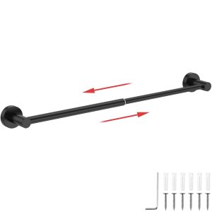 FUYGRCJ Towel Bar Retractable Stainless Steel Towel Holder Adjustable 13.8 to 24.8 Inch Wall Mounted Towel Rack Space Saving Towel Hanger Rustproof Towel Organizer Rod for Bathroom Kitchen