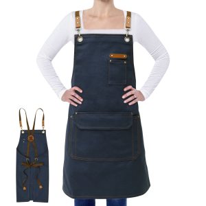 Txkrhwa Shop Aprons for Barista Bartender Hairstylist Painting Gardening Work, Adjustable Cross Back Strap Apron with Large Pocket, Canvas Chef Apron for Kitchen Cooking Baking Grilling