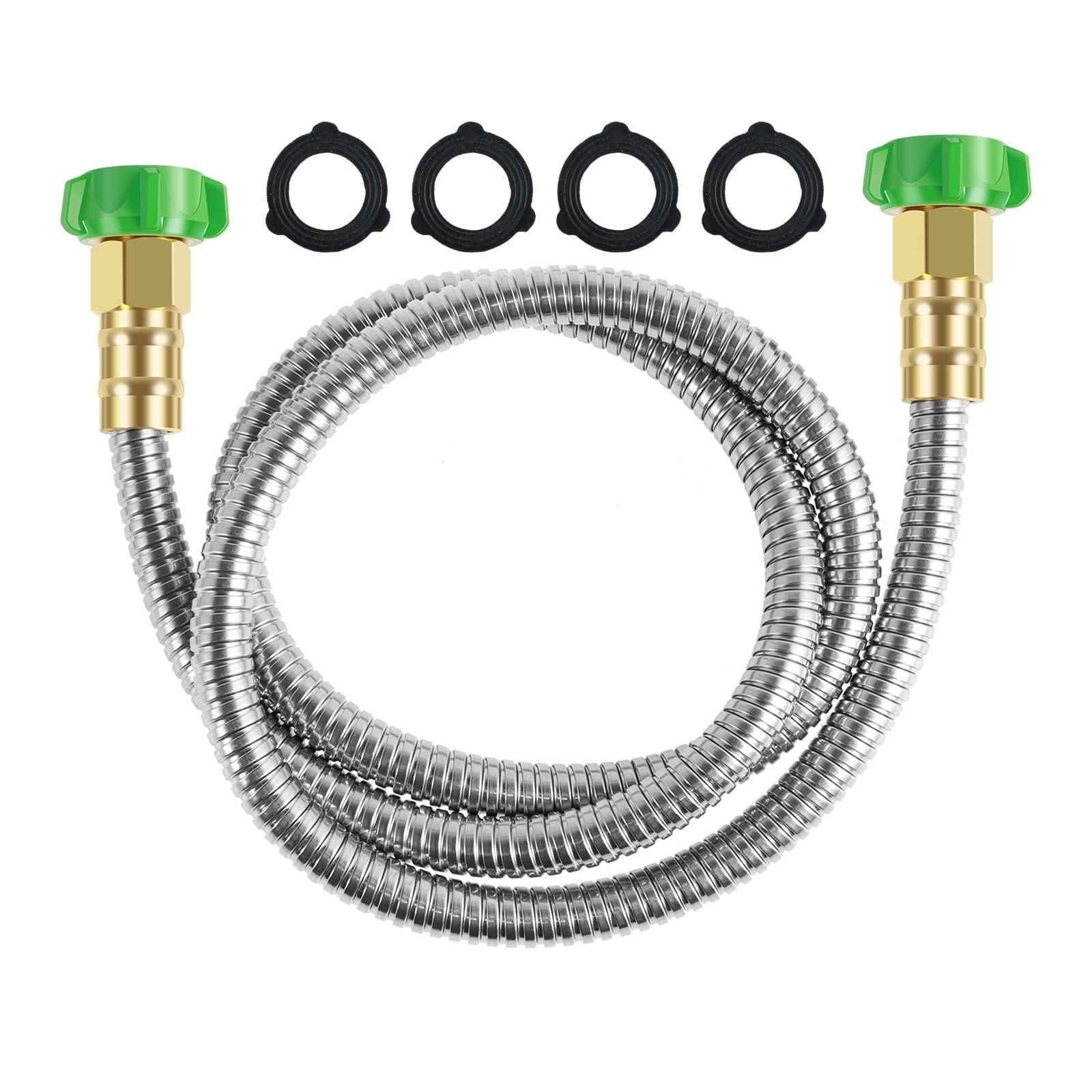 Txkrhwa 5FT Garden Hose, US 304 Stainless Steel Garden Leader Hose with Female to Female Connector, Leakproof Outdoor Flexible Water Hose