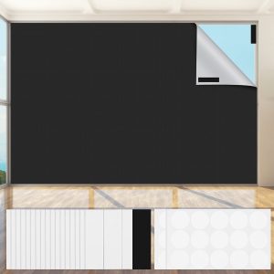 FUYGRCJ 59" x 39" Portable Blackout Window Shades, Travel Blackout Curtains, Free to Cut No Drill Temporary Blackout Blinds for Baby Nursery, Bedroom with Hook & Loop Tapes
