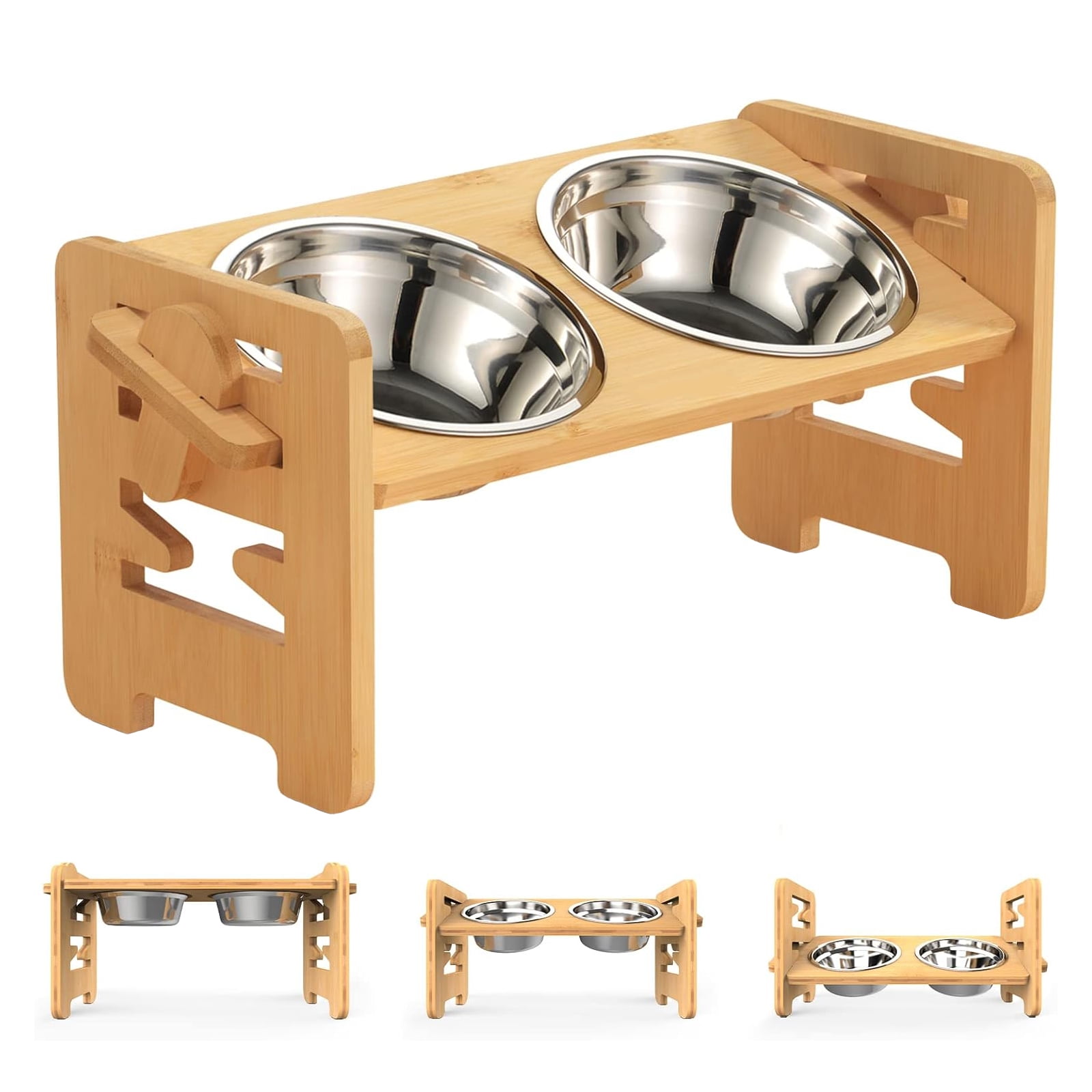 Wekvgz Adjustable Elevated Dog Bowl Easy to Assemble Raised Dog Bowl Stand Easy to Clean Doggie Dish Stand for Pet