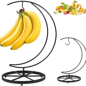 Ihvewuo Banana Rack Stable Banana Holder with Hook Rust-Proof Metal Banana Hanger Multifunctional Banana Tree Stand for Fruit Micro Landscape Decorations Key Cookware