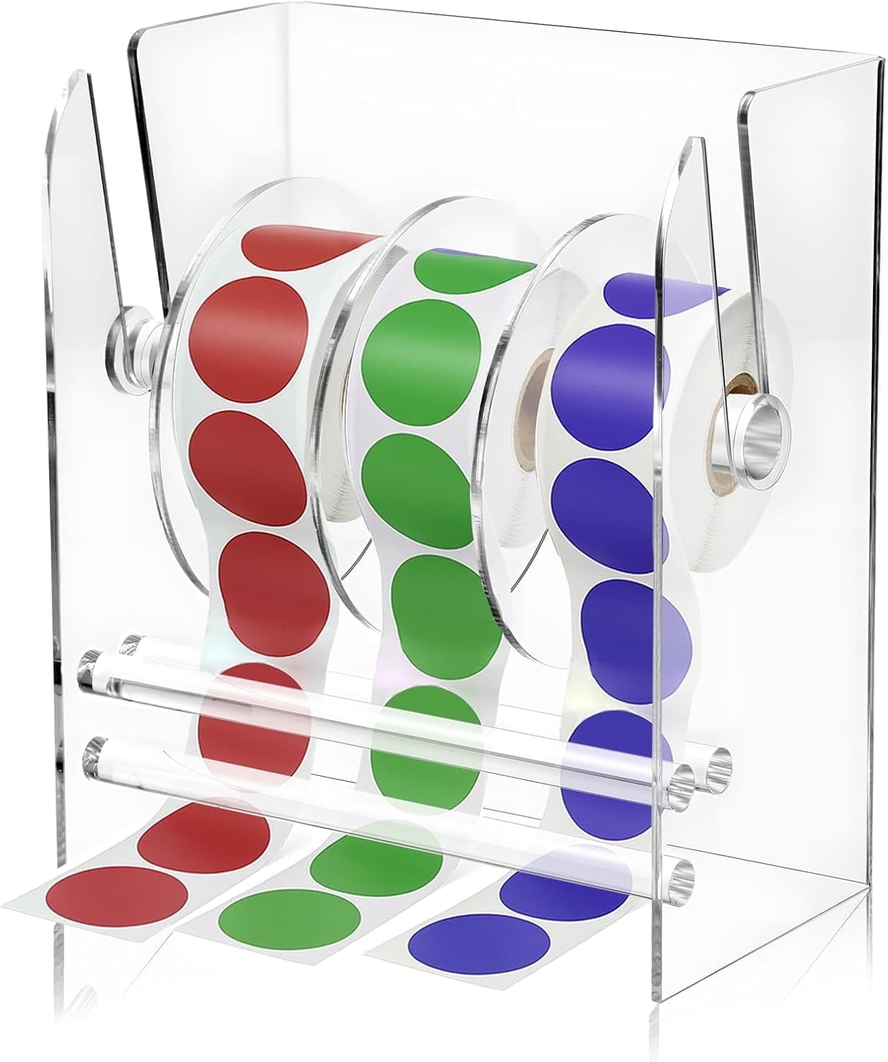 Wekvgz Label Dispenser Clear Sticker Roll Holder Acrylic Sticker Dispenser Multipurpose Label Roll Tape Organizer Stand for Office and Home
