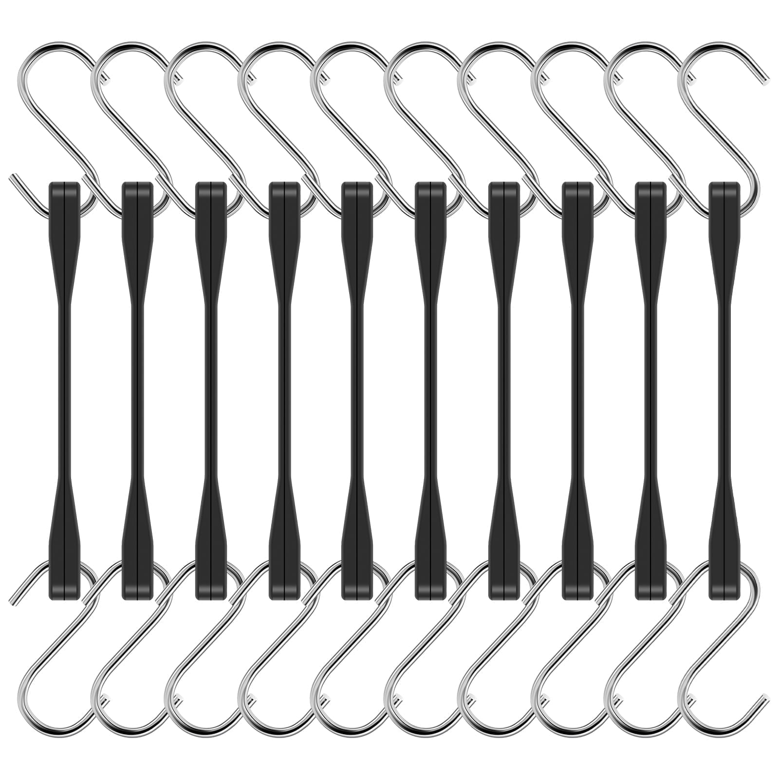 FUYGRCJ 10PCS Rubber Bungee Cords 6inch Heavy Duty Rubber Tie Down Straps with S Hook Outdoor Weatherproof Black Bungee Cords with 176 lbs Load EPDM Rubber Cords for Cargo Truck Motorcycle Boat