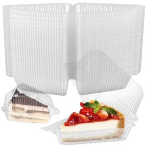 FUYGRCJ 150 Pieces Cake Slice Plastic Containers, 5 Inches Hinged Lid Cheese cake Container, for Home, Bakery and Cafe