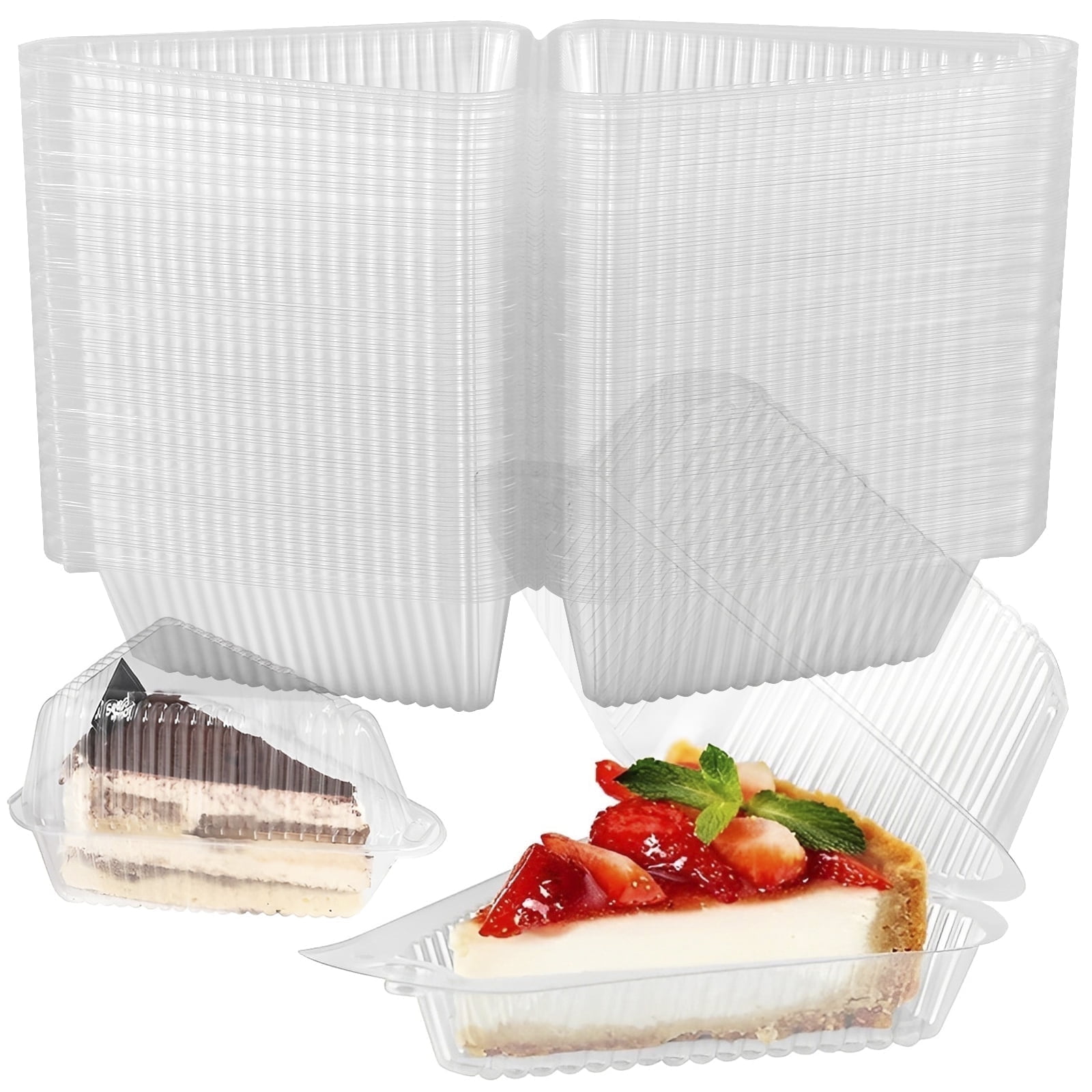 FUYGRCJ 150 Pieces Cake Slice Plastic Containers, 5 Inches Hinged Lid Cheese cake Container, for Home, Bakery and Cafe