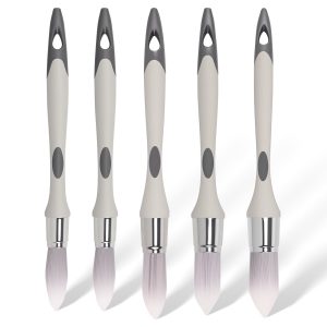 Txkrhwa 5PCS Trim Paint Brushes Set, Edge Painting Tool for Painting Detail Areas, Round Corner Paint Brushes, Trim Stain Brushes for Art Application, Baseboards, Wall Corners, 0.6" 0.7" 0.82" 0.98"