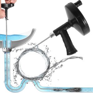 OKYMOTOR 9.8FT/3M Plumbing Snake Drain Auger Manual Snake Drain Clog Remover with Heavy Duty Pipe Snake Flexible Wire Rope Drain Hair Cleaner with Non Slip Handle for Bathroom Kitchen Shower Sink