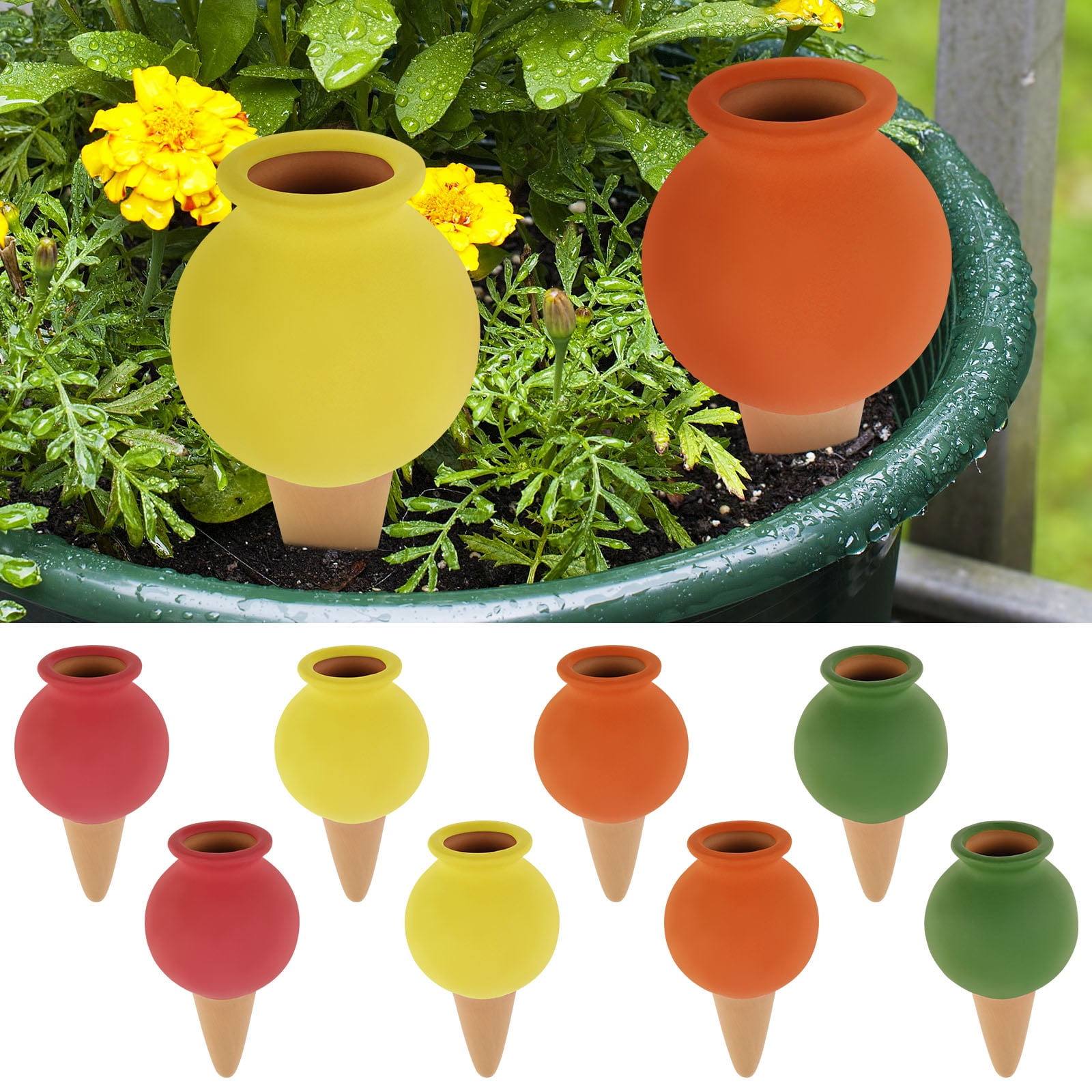FUYGRCJ 8PCS Self Watering Spikes Clay, Self Watering Planter Insert Indoor Automatic Plant Irrigation Devices, for Indoor Outdoor Plant