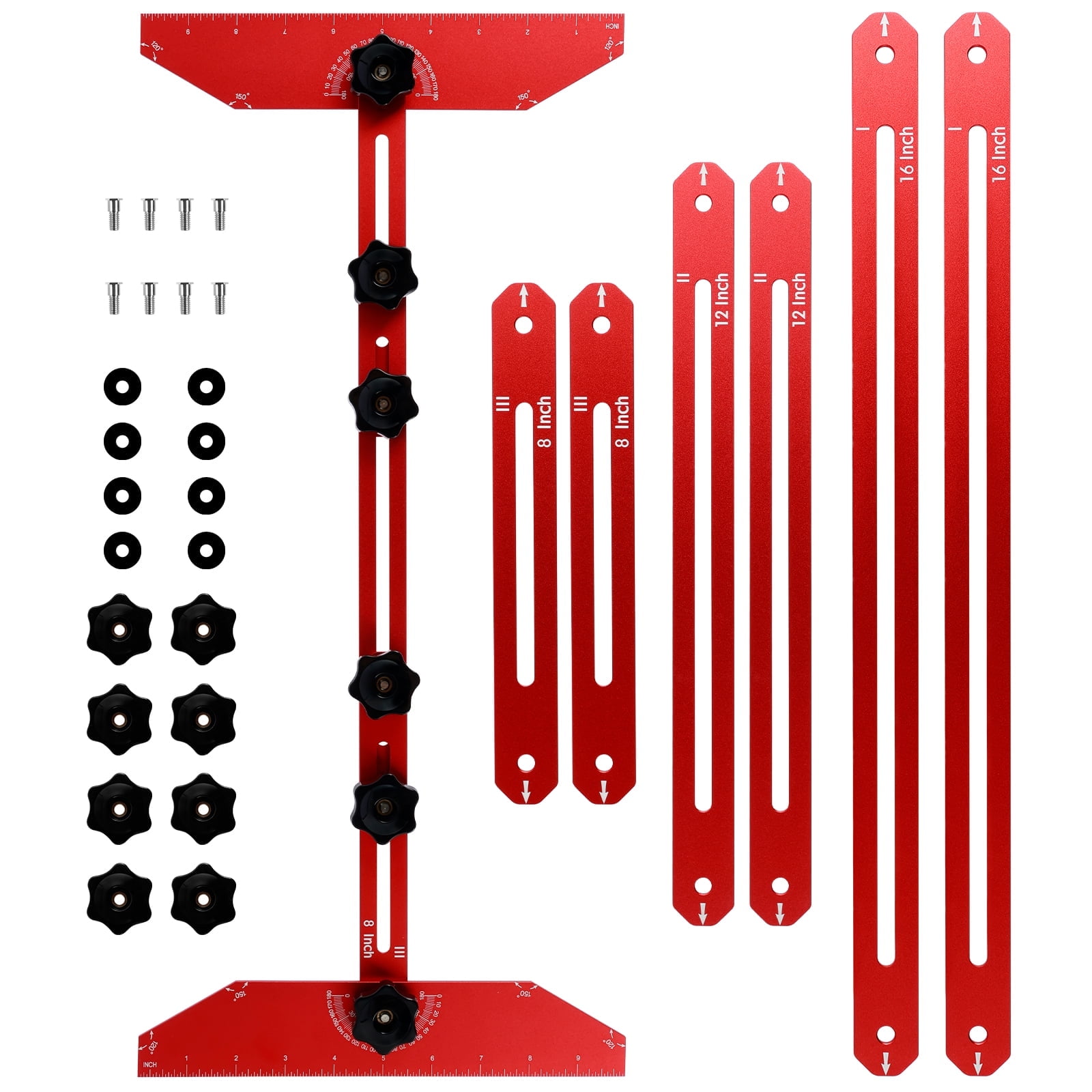 FUYGRCJ Stair Measuring Ruler Set Aluminum Alloy Stair Tread Template Tool 11-60 Inch Precise Stair Tread Gauge Portable Stair Tread and Shelf Template Jig Layout Tool for Woodworking