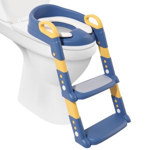 Dznils Potty Training Toilet Seat with Anti-Slip Ladder, Toddlers 12+ Months, Unisex, Blue