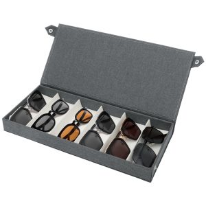 FUYGRCJ 6-Slots Sunglasses Organizer Box, Eyeglasses Display Case Storage Box, Multifunctional Eyewear Cases Collector for Watch Jewelry Small Items