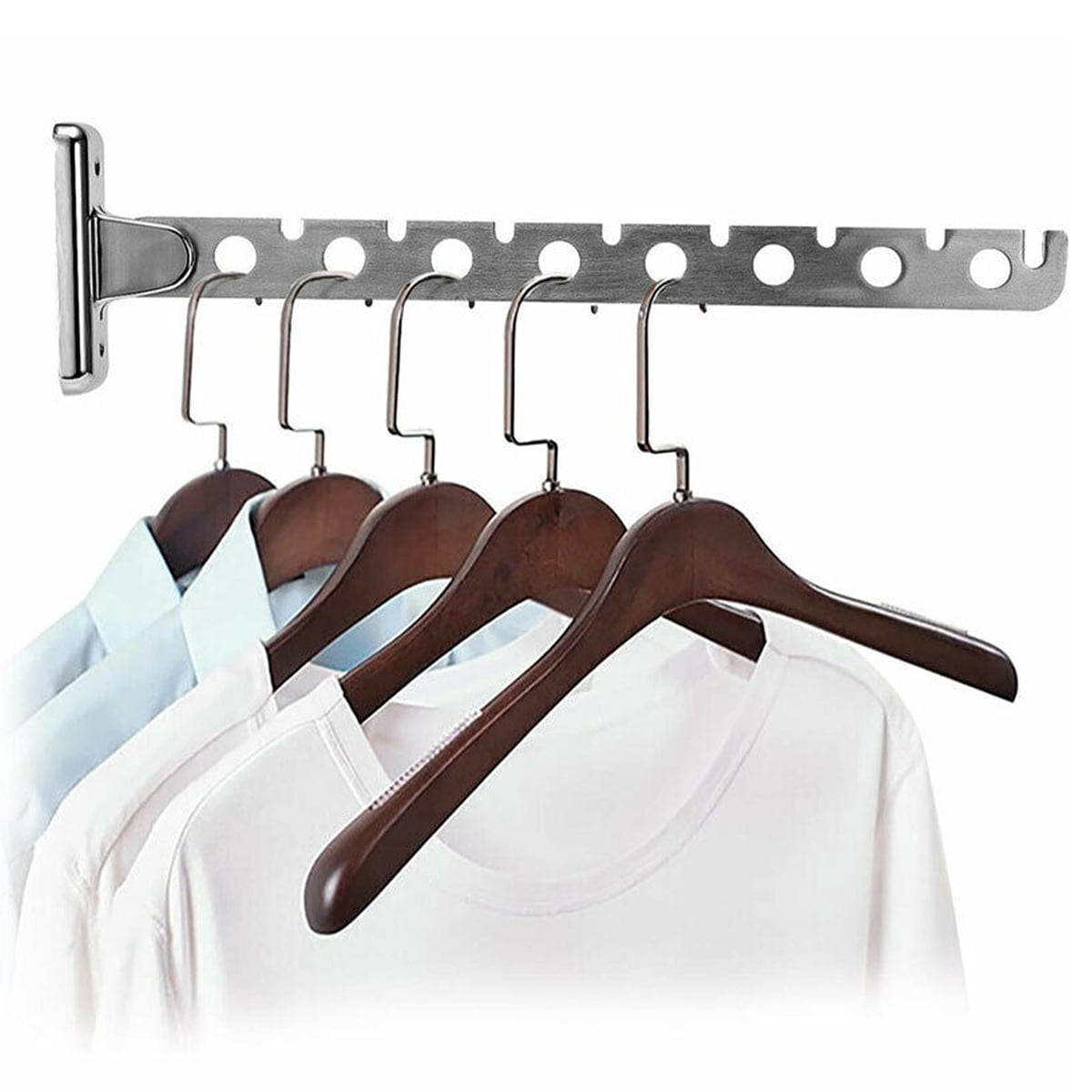 FUYGRCJ Clothes Drying Rack, Wall Mounted Folding Clothes Hanger, Stainless Steel Laundry Drying Rack
