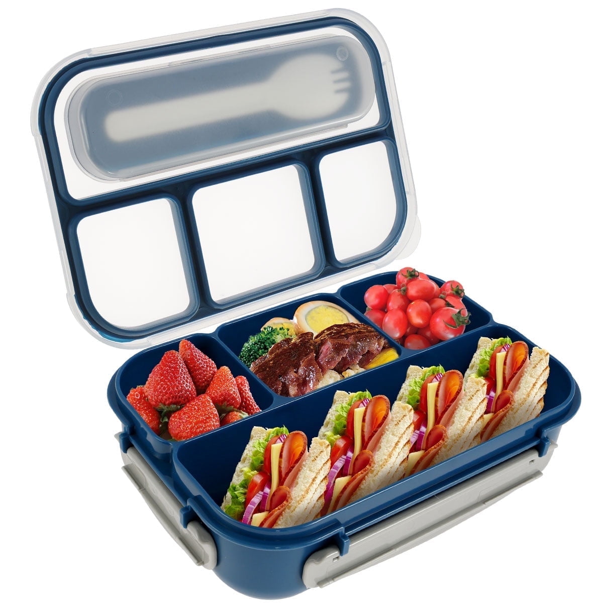 FUYGRCJ Bento Box Adult Lunch Box Containers with 4 Compartments, 1300ML Leak-proof Lunch Box Microwave, Reusable Cake Cups for Dishwasher, Freezer Safe