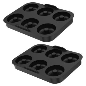 FUYGRCJ 2PCS Silicone Donuts Pan for Baking, Upgraded Deepened Doughnut Baking Tray with 6 Cavity Molds, Silicon Bagel Molds Tray for Oven, Donut Molds for Baking Desserts, Cakes
