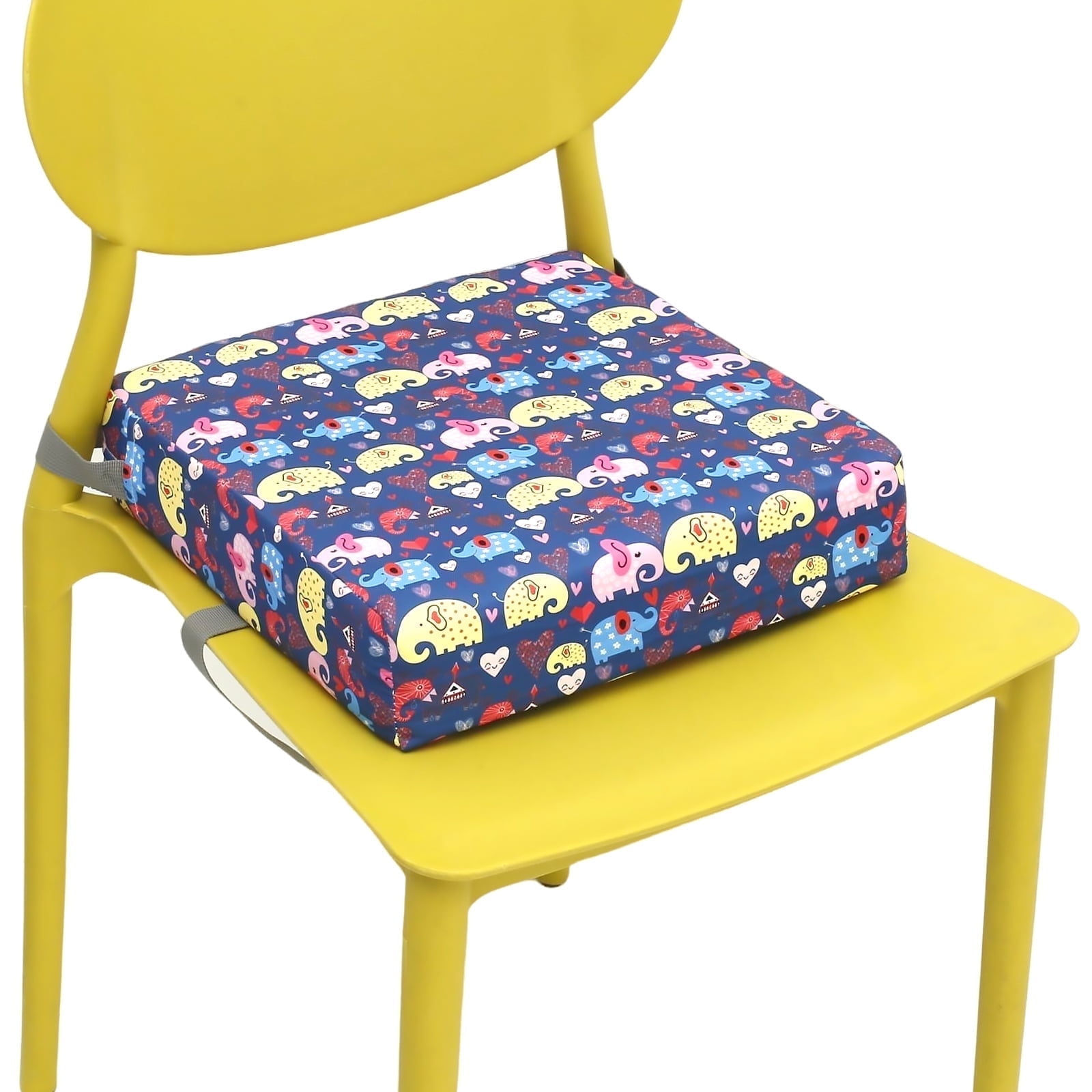 Dznils Toddler Booster Seat for Dining Table, with Safety Buckles, Non-Slip Bottom, Blue Elephant