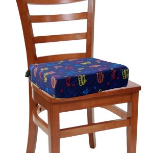 Dznils Toddler Booster Seat for Dining Table, with Safety Buckles, Non-Slip Bottom, Blue Car