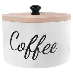 Tzdxfgl Wood Coffee Pod Holder with Lid for Counter, Large Coffee Filter Storage Container Coffee Bar Decor, White