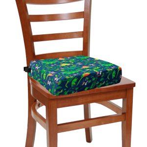 Dznils Toddler Booster Seat for Dining Table, with Safety Buckles, Non-Slip Bottom, Green Dinosaur