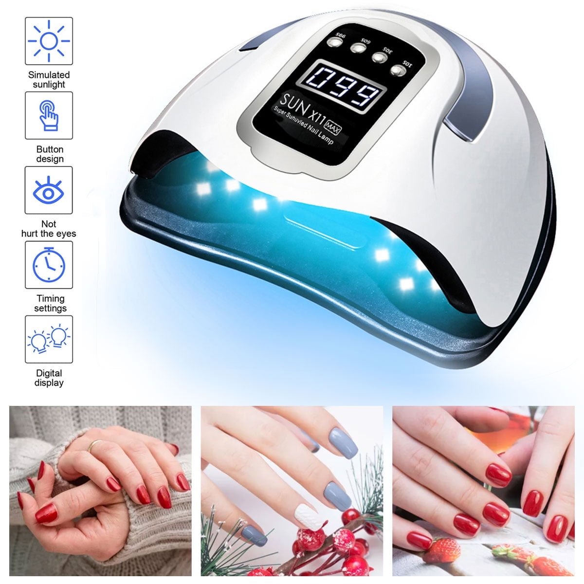 Keyohome Uv Nail Lamp Uv Light for Gel Nails 280W Nail Curing Lamps Automatic Sensor Nail Dryer Light with 4 Timer Setting,White,66 Led Light