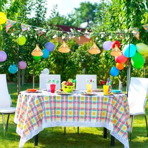 NUAHRHY Over The Table Rod Stand with Clamps Adjustable Height 48" Width 31"-98" Table Arch Hanging for Wedding Birthday Party Halloween Christmas Black