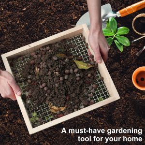 NUAHRHY Soil Sifter Lightweight Wood Sifter for Rocks Multifunctional Hand Held Garden Dirt Sifter with Sifting Screen Ergonomic Compost Sifter Strainer for Worm Leaves Rock