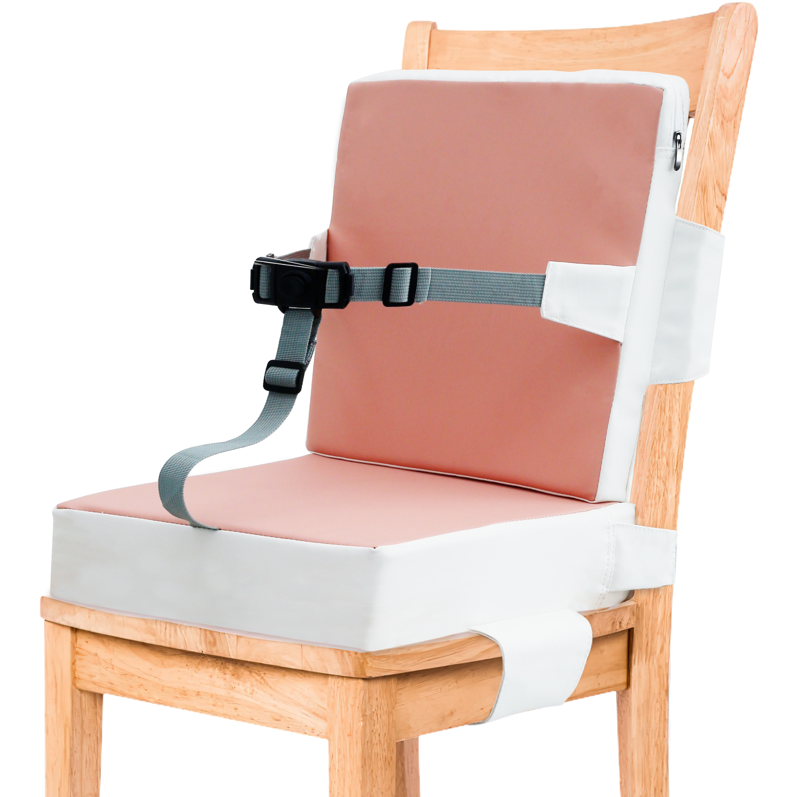 Dznils Toddler Booster Seat for Dining Table, with Backrest, Safety Buckles, Non-Slip Bottom, Pink