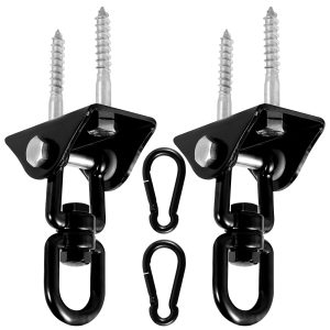 NUAHRHY 2pcs Swing Hangers Heavy Duty 1000lb Hooks 304 Stainless Steel Hardware 360??Swivel Hammock Hook set Indoor Outdoor for Yoga Hammock Porch Black