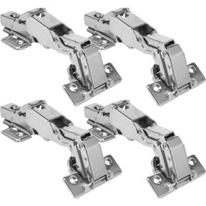 NUAHRHY 4pcs 175° Overlay Soft Close Hinges for Kitchen Cabinets Hinges Satin Nickel Hidden Stainless Steel Concealed Hinge Self Closing 5.8*2.5inch