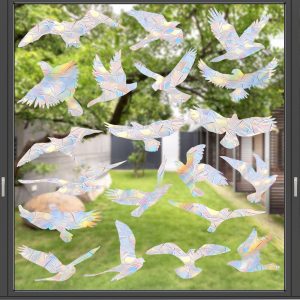 NUAHRHY 20Pcs Bird Window Stickers Anti-Collision Bird Window Decals Reusable Prism Bird Window Clings Static Non Adhesive Bird Decals Prismatic Bird Window Stickers for Bird Strikes Windows