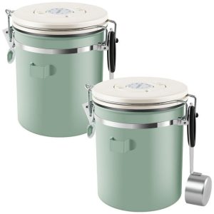 NUAHRHY Coffee Canister Container 1.5L/50.7oz Solid Stainless Steel Keep Fresh Airtight Coffee Container Versatile Sugar Coffee Canisters Safe Coffee Bean Storage for Kitchens