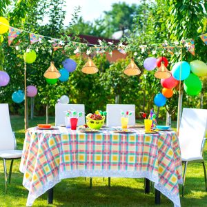 NUAHRHY Over The Table Rod Stand with Clamps Adjustable Height 48" Width 31"-98" Table Arch Hanging for Wedding Birthday Party Halloween Christmas Gold