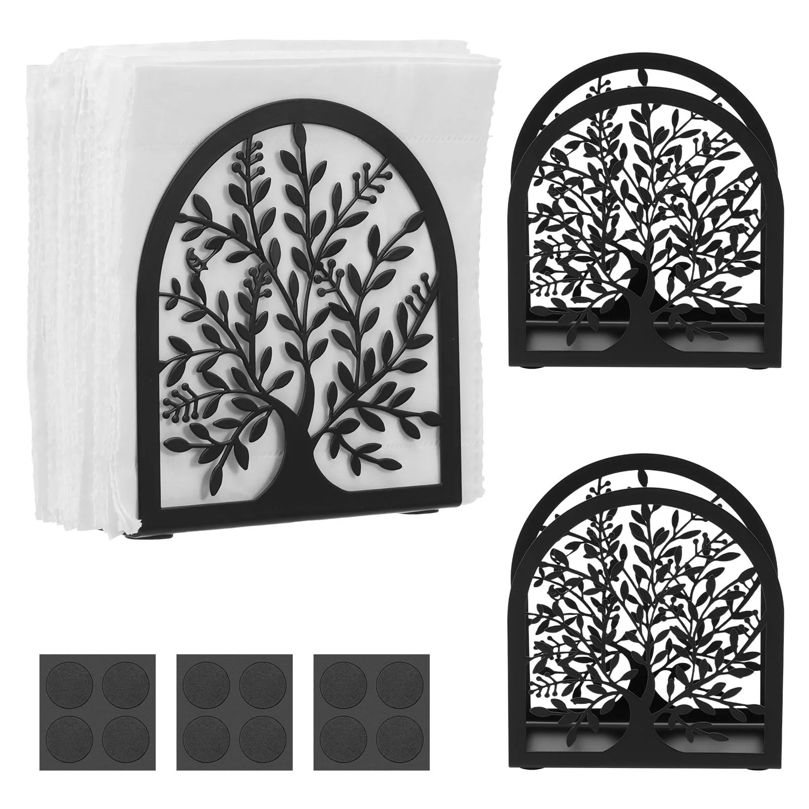 FUYGRCJ 3 Pack Metal Napkin Holder for Table, Decorative Paper Napkin Dispenser, Tree of Life Napkin Organizer for Home, Restaurant & Bar, Dining, Picnic