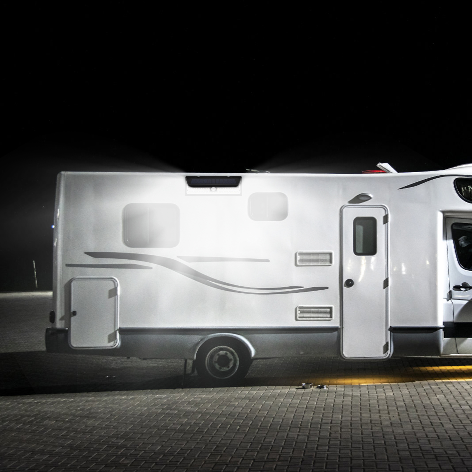 FUYGRCJ Solar RV Porch Light 118 LED RV Motion Sensor Light with Remote Control IP65 Waterproof RV Exterior Lights with 3 Modes 270 ?? Wide Angle Camper Outdoor Lights for RV Camper Trailers