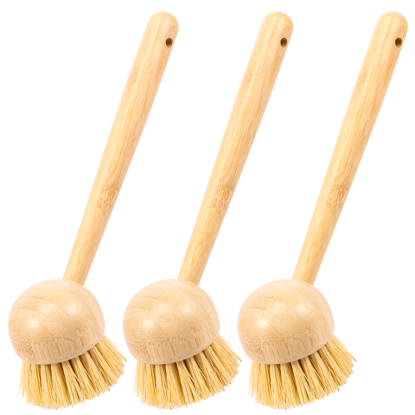 Txkrhwa 3PCS Bamboo Dish Brush with Handle, Wood Dish Scrubber, Efficient Dish Scrub Brush, Dishwashing Cleaning Brush Scrubber for Cleaning Pots Pan