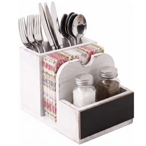FUYGRCJ Wooden Napkin Holder Stand with Salt and Pepper Shakers Caddy, Upright Wood Napkin Dispenser, Rustic Napkin Condiment Caddy Holder