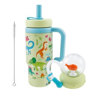 Ihvewuo Stainless Steel Whale Fountain Tumbler Leakproof Drinking Cup Cute Insulated Whale Fountain Cup for Child Drinking