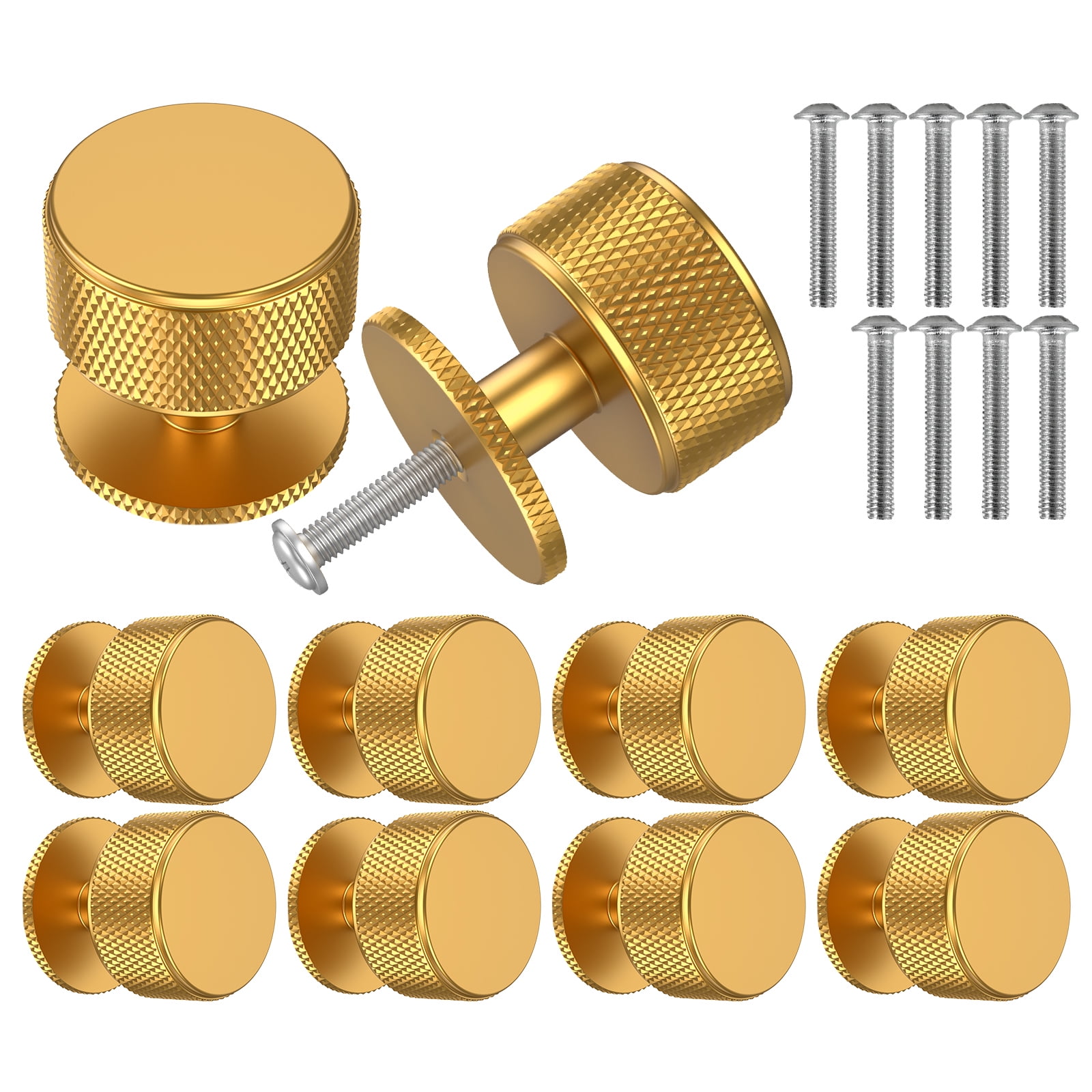 Wekvgz 10pcs Gold Cabinet Knobs for Kitchen Cabinets & Dresser Drawers,Round Single Hole Hardware Handles Pulls,Cupboard Drawer Knob