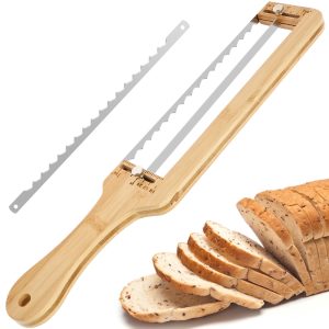 Ihvewuo Adjustable Bread Knife Manual Bow Sourdough Bread Slicer with Serrated Stainless Blade for Home Kitchen Bagels